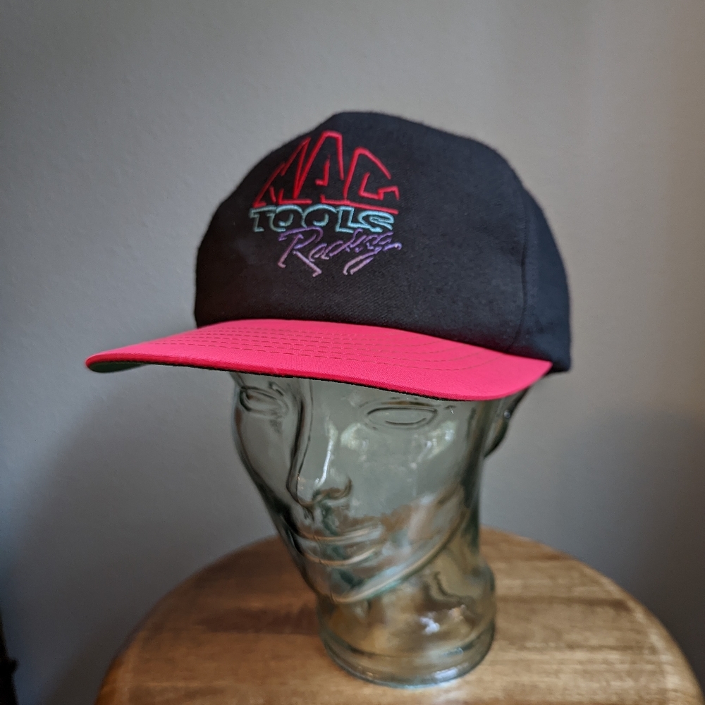 Vintage 90s Mac Tools Racing Neon Pink Snapback Hat
